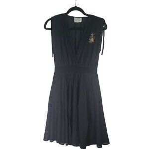 Vintage Jonathan Logan 70s Black Sheer Shoulder Tie Dress